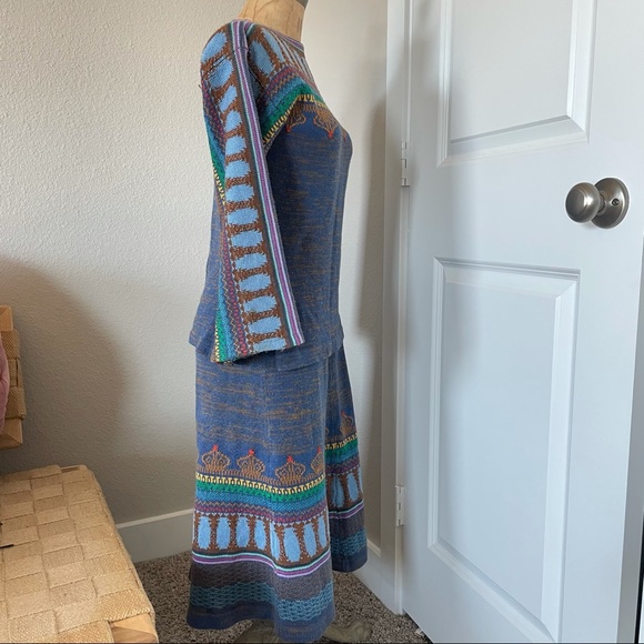 Vintage melansedress sweater skirt set blue brown crown - Picture 7 of 13